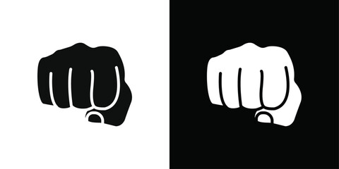 punch fist hand icon Black line art vector logo set © Petsscouts