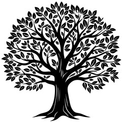 Obraz premium black and white tree on white background generated by AI