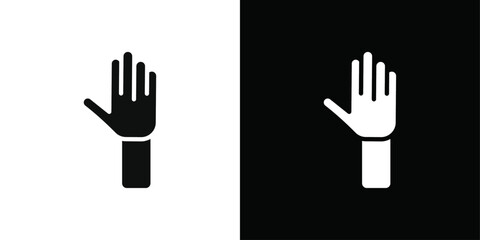 Raised Hand icon Black line art vector logo set