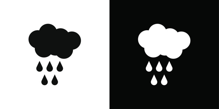 Rain icon Black line art vector logo set