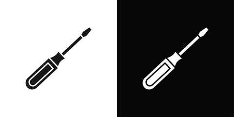 Screwdriver icon Black line art vector logo set