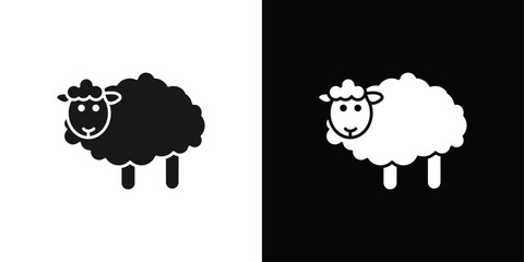 sheep icon Black line art vector logo set