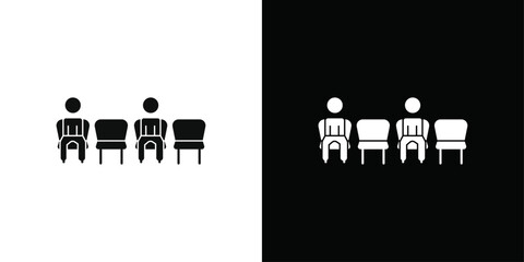 Social distancing sitting icon Black line art vector logo set