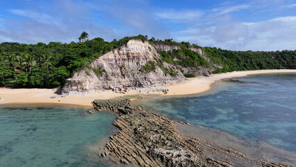Espelho Beach In Porto Seguro Bahia Brazil. Idyllic Beach. Nature Landscape. Bahia Brazil. Tourism Background. Espelho Beach In Porto Seguro Bahia. Brazil Discovery Coast.