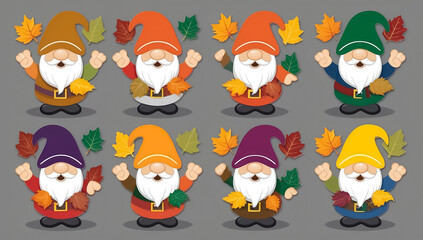 Obraz premium sticker set, different cute funny gnome