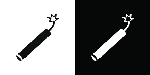 TNT dynamite icon Black line art vector logo set