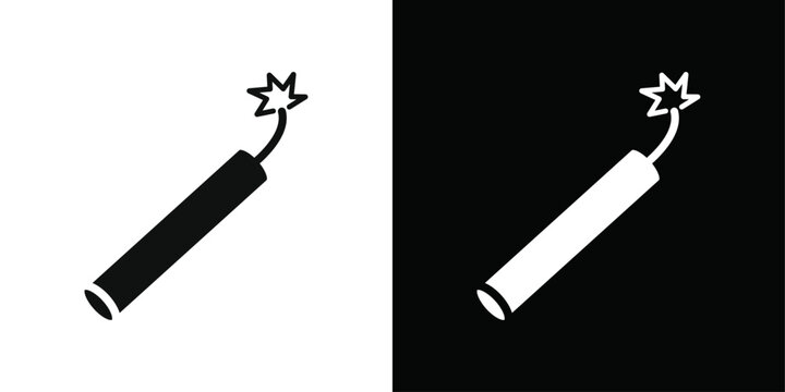 TNT dynamite icon Black line art vector logo set