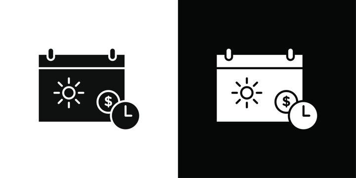 Unlimited PTO icon Black line art vector logo set