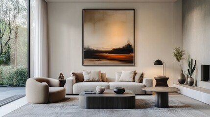 Modern Living Room with Poster Frame