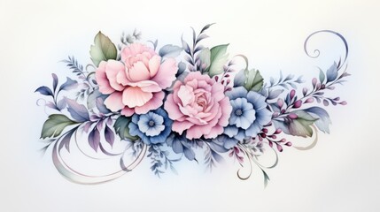 Watercolor floral design with pastel hues