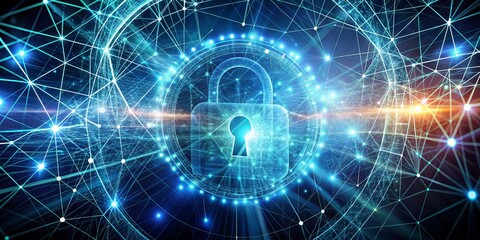 Obraz premium Quantum Encryption Veil: Cryptic, ethereal, secure communication, advanced cryptography, quantum computing
