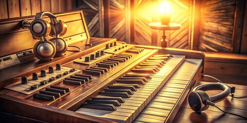 Obraz premium Retrosonic Nostalgia: Warm, vintage, sepia tones, nostalgic melodies, classic synths, analogue warmth