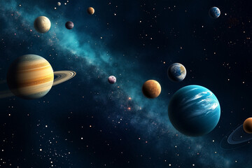 Fototapeta premium Universe filled with stars, nebula and galaxy. Banner design, computer desktop