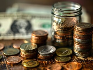 Coins Stacked High: Saving Money for the Future