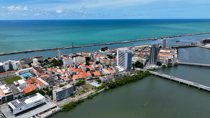 Coast Scenery At Recife In Pernambuco Brazil. Cityscape Landscape. Downtown Background. Urban...