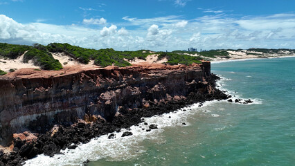 Bay Water At Natal In Rio Grande Do Norte Brazil. Bay Coastline. Coast Travel. Vacation Landscape....