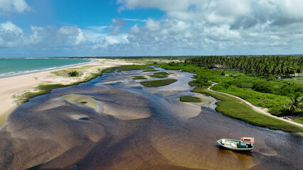 Scenic Lagoon At Sault Pond In Rio Grande Do Norte Brazil. Riverside Landscape. Rural Background....