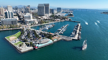 Skyline City At San Diego In California United States. Scenic Downtown Cityscape. Urban Coastal. Skyline City At San Diego In California United States. 