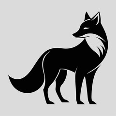 Silhouette of a Fox Vector Illustration on a White Background