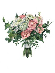 flowers watercolor painting wedding bouquet