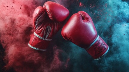 Boxing gloves in colored powder