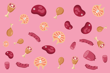 meat flat design good for background, wallpaper, t shirt design, etc