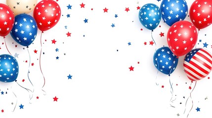 LabHappy Labor Day Greeting Banner: A Festive Banner Celebrating Labor Day with Helium Balloons in the National Colors of the American Flag and a Star Pattern.