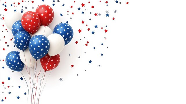 LabHappy Labor Day Greeting Banner: A Festive Banner Celebrating Labor Day with Helium Balloons in the National Colors of the American Flag and a Star Pattern.
