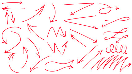 hand drawn red arrows on white background vector illustration 