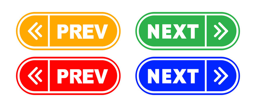 Next and previous button. Prev, next icon. Web buttons with arrows prev and next. Vector illustration.