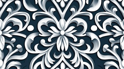 Pattern with floral and geometric elements. Intersecting curved and straight bold stripes forming abstract floral ornament. Vector background for design. Seamless Decorative lattice for louver. 