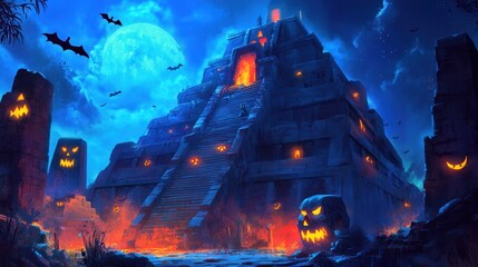 Obraz premium Haunted Pyramid on Halloween Night