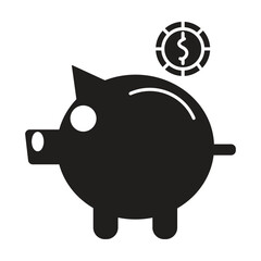 piggy bank icon vector on white background