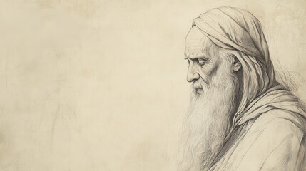 Fototapeta premium Illustration of The Lord’s Challenge to Job - Clothe in Glory and Splendor Like God, Beige Background