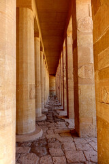 Exploring the Ancient Colonnade of the Mortuary Temple of Hatshepsut in Deir El Bahri, Egypt