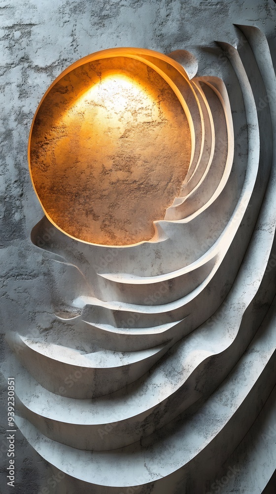 Poster 15. dynamic 3d wall art with a fusion of geometric forms and a textured circle ceramic background