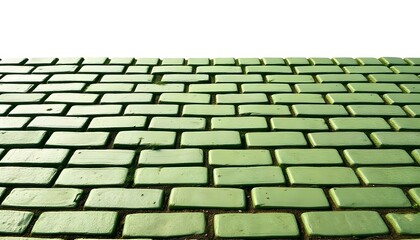 Fototapeta premium A green brick road isolated on a white background