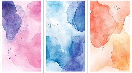 Set of art background and abstract design art modern invitation postrers  watercolor stain elements colorful splash. Minimalist painted wall art watercolor. Vector abstract Illustration