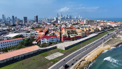 Medieval City At Cartagena Das Indias In Bolivar Colombia. Caribbean Seascape. Downtown City. Cartagena Das Indias At Bolivar Colombia. Highrise Buildings Landscape. Cityscape Landmark.