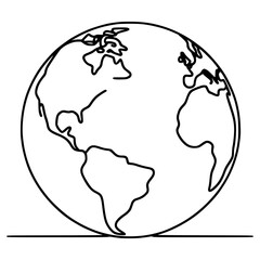 one line drawing planet earth nature vector illustration template design