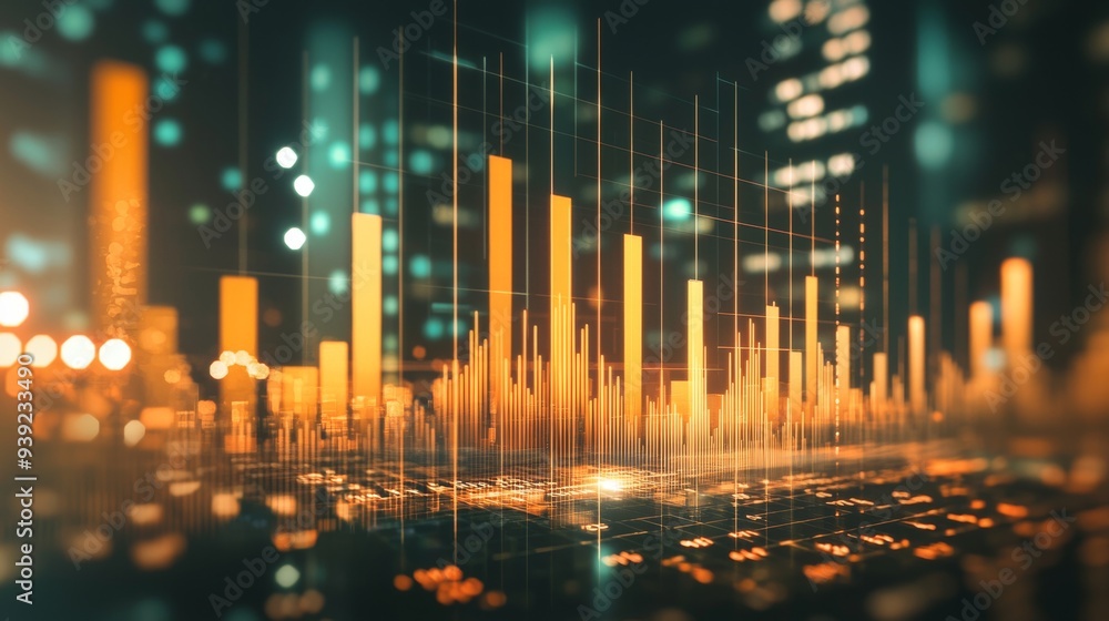 Poster abstract digital network data visualization with bokeh lights