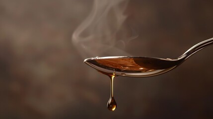 Fototapeta premium Levitating Spoon: A spoon hovering in the air, with invisible soup dripping from it. 