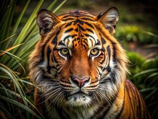 Fototapeta premium Unseen Predator: Latent danger, lurking threats, earthy hues, realistic textures, animalistic motifs