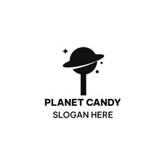 Planet candy logo template in flat style. Lollipop and saturn vector illustration © Abdul Jalil