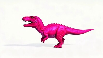 A pink dinosaur walking in place, animated on a white background.
