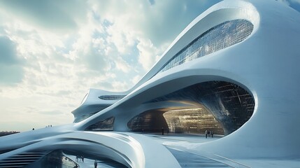 Fototapeta premium Futuristic Architectural Design with Curved Lines