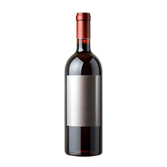 Elegant Dark Wine Bottle with Blank Label and Burgundy Accent for Premium Wine Branding