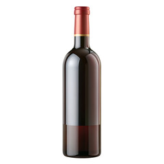 Elegant Dark Wine Bottle with Blank Label and Burgundy Accent for Premium Wine Branding