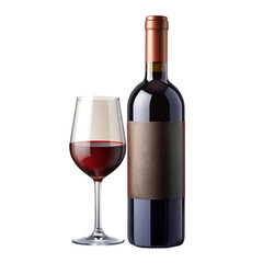 Elegant Dark Wine Bottle with Blank Label and Burgundy Accent for Premium Wine Branding