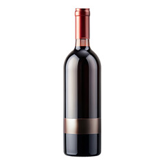 Elegant Dark Wine Bottle with Blank Label and Burgundy Accent for Premium Wine Branding